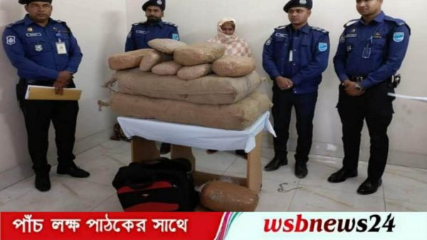 গাঁজার বস্তা উদ্ধার মহিলা আটক